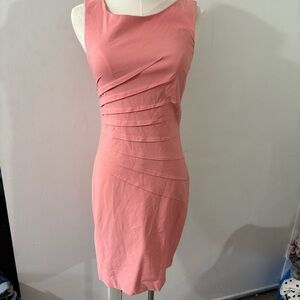 Suzy Shier Pink Peach Sleeveless A Line Pencil Dress Sz XS Stretch Career